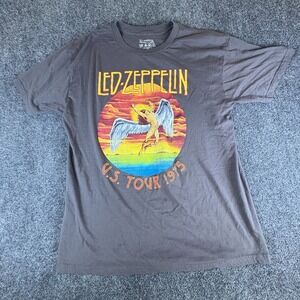Led Zeppelin U.S. Tour 1975 T-Shirt Mens XL Gray Icarus‎ Graphic Print Cotton